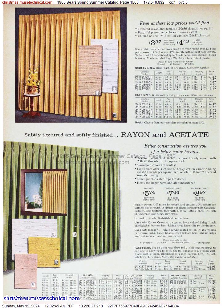 1966 Sears Spring Summer Catalog, Page 1560
