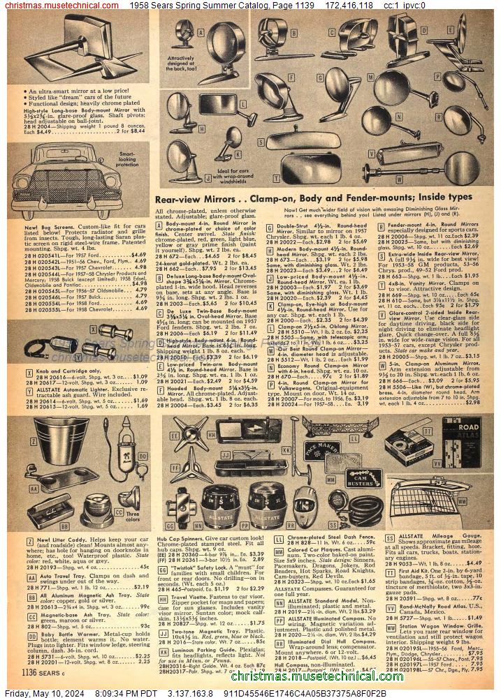 1958 Sears Spring Summer Catalog, Page 1139