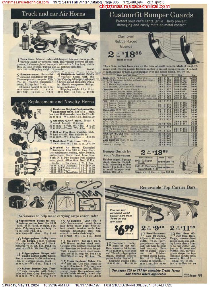 1972 Sears Fall Winter Catalog, Page 805