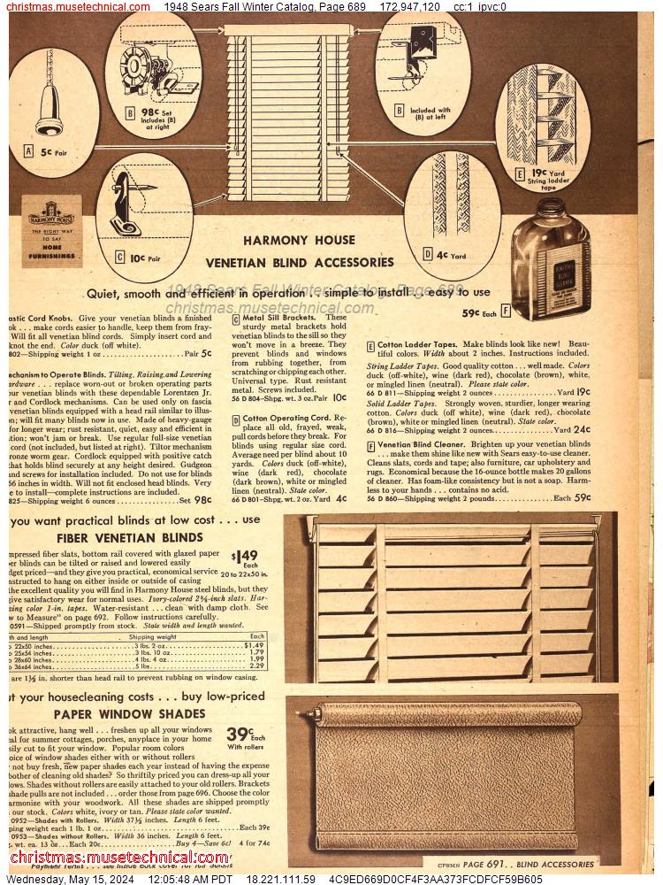 1948 Sears Fall Winter Catalog, Page 689