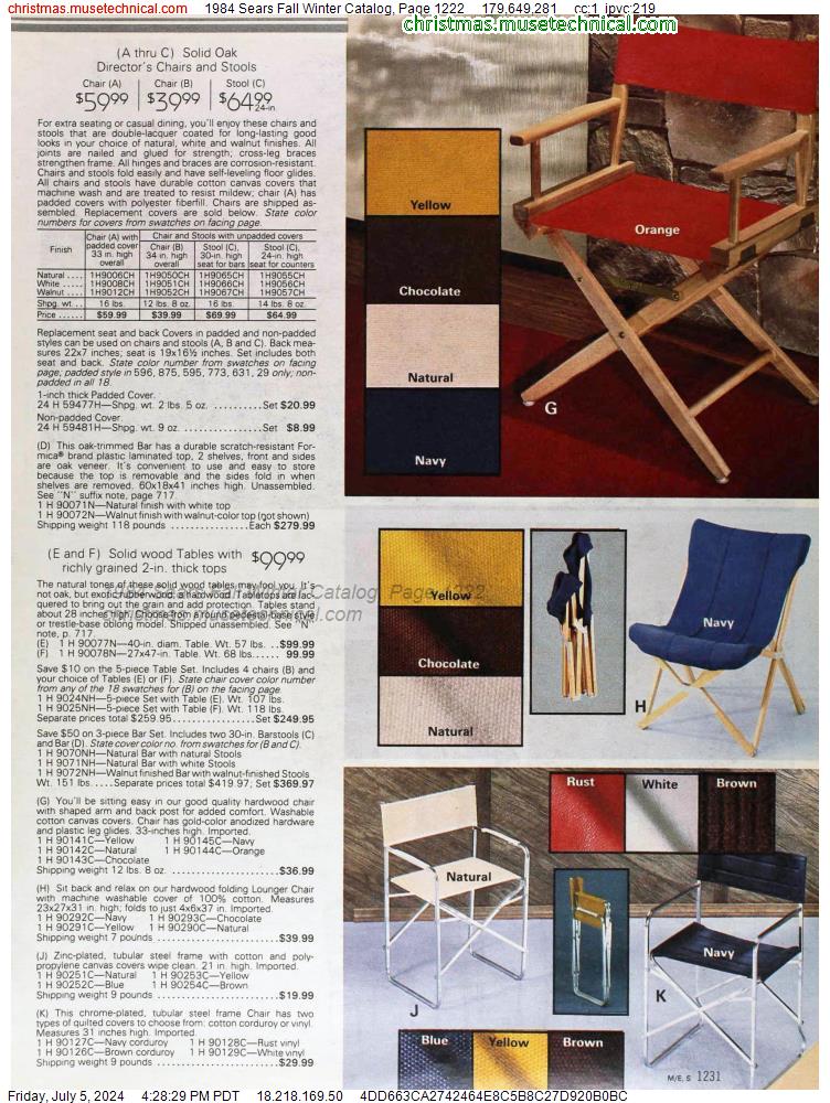 1984 Sears Fall Winter Catalog, Page 1222