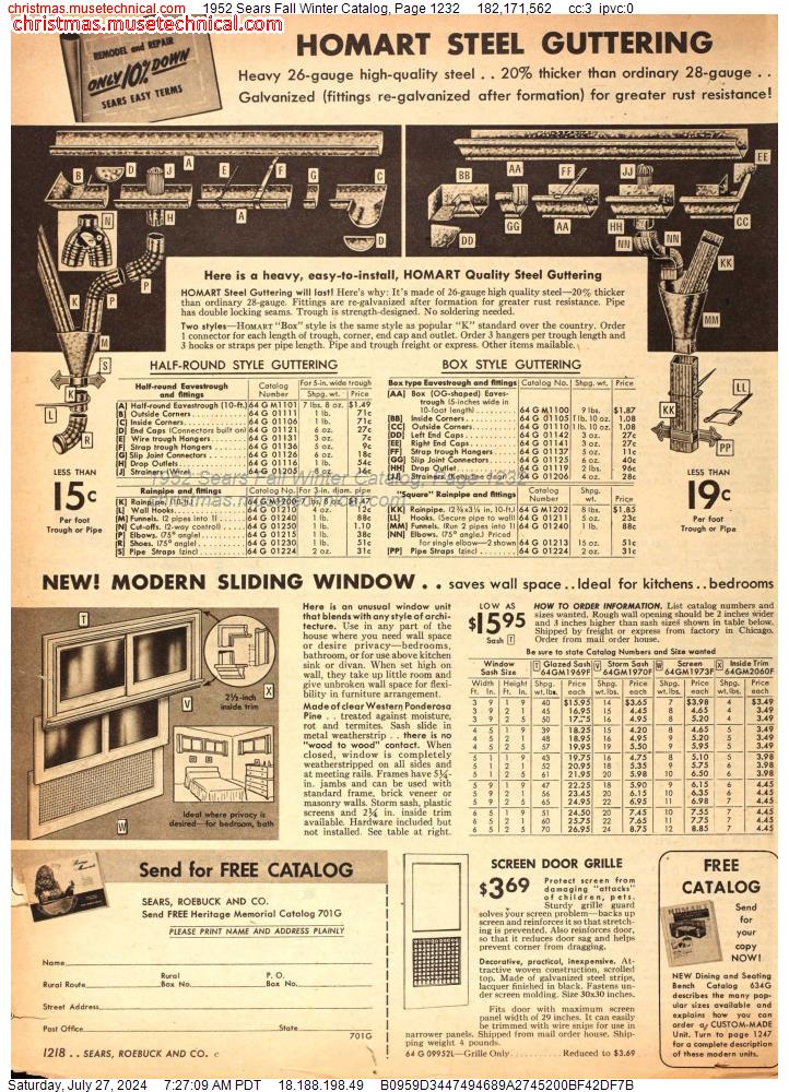 1952 Sears Fall Winter Catalog, Page 1232