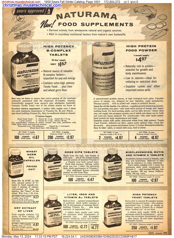 1959 Sears Fall Winter Catalog, Page 1001