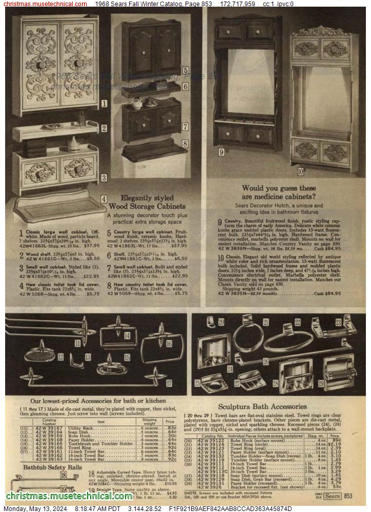 1968 Sears Fall Winter Catalog, Page 853