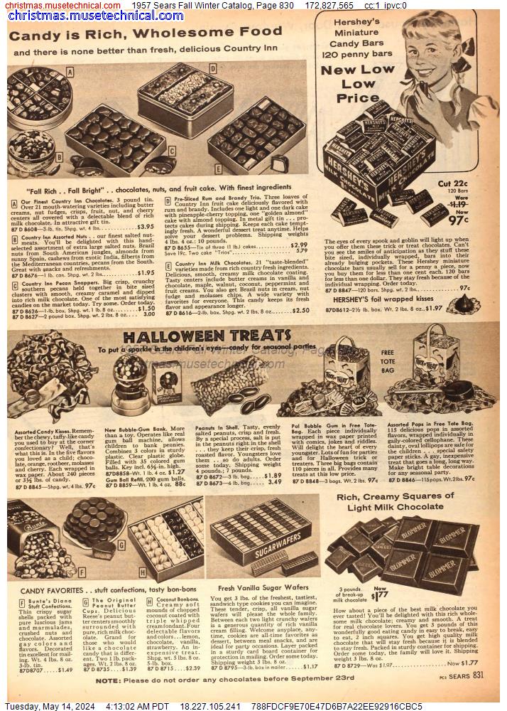 1957 Sears Fall Winter Catalog, Page 830