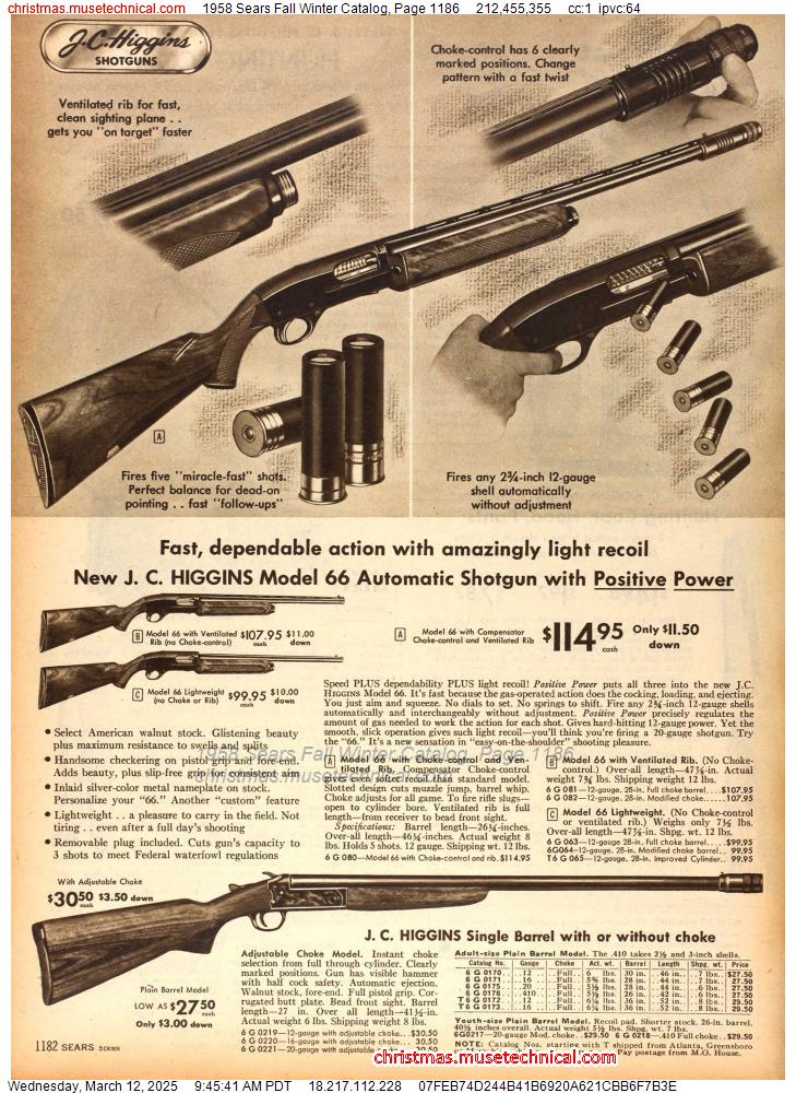 1958 Sears Fall Winter Catalog, Page 1186