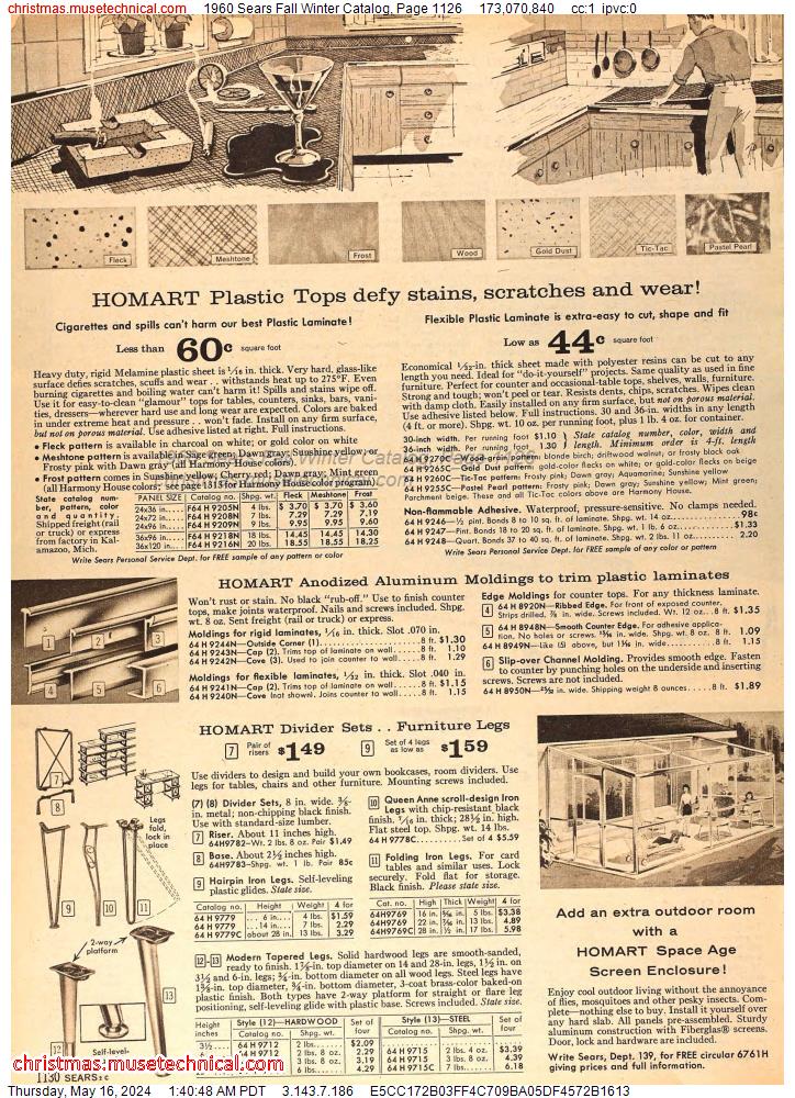 1960 Sears Fall Winter Catalog, Page 1126