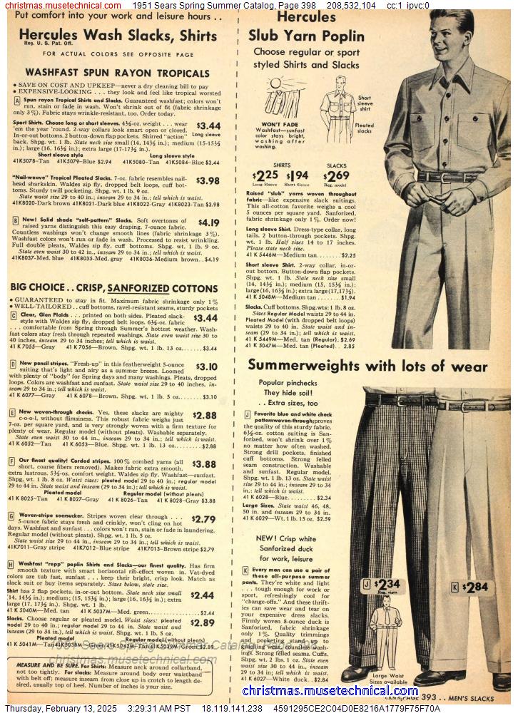 1951 Sears Spring Summer Catalog, Page 398