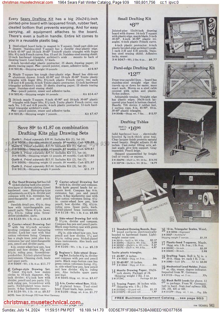 1964 Sears Fall Winter Catalog, Page 939