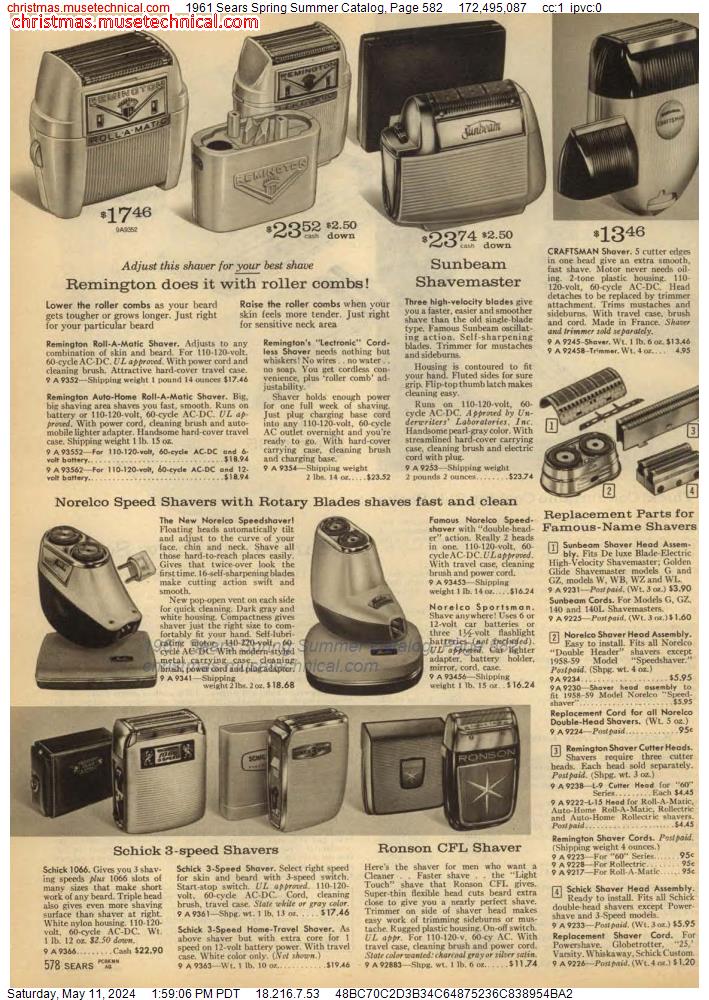 1961 Sears Spring Summer Catalog, Page 582