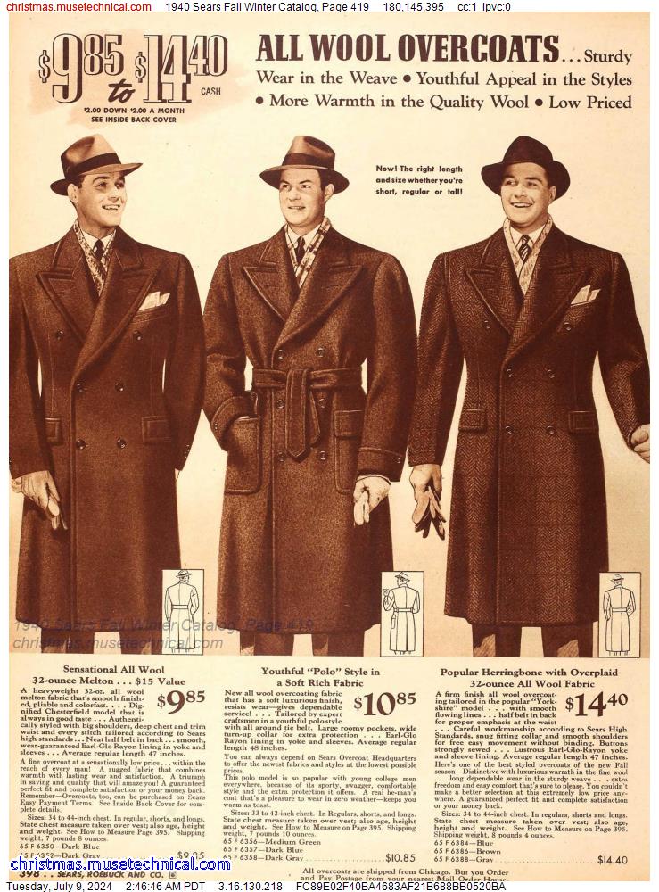 1940 Sears Fall Winter Catalog, Page 419