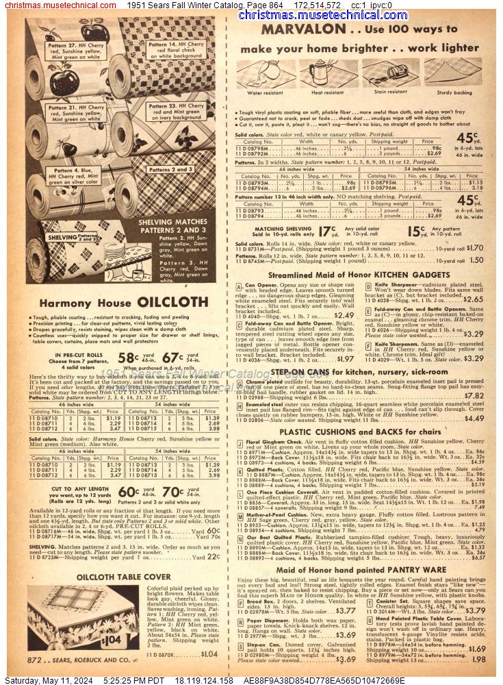 1951 Sears Fall Winter Catalog, Page 864