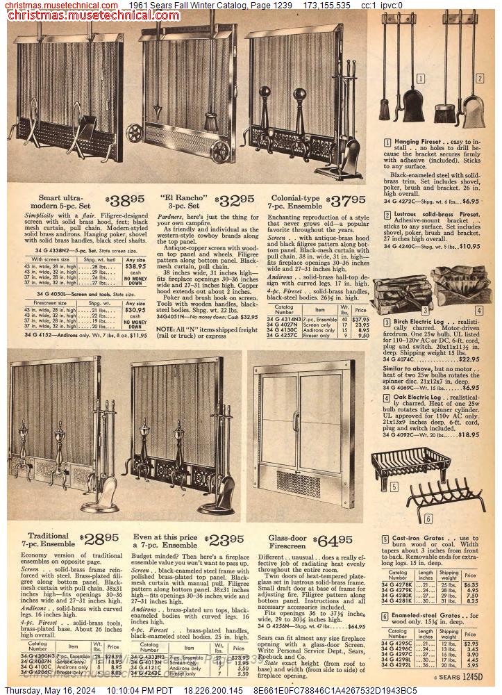 1961 Sears Fall Winter Catalog, Page 1239