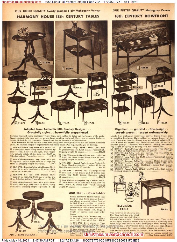 1951 Sears Fall Winter Catalog, Page 702
