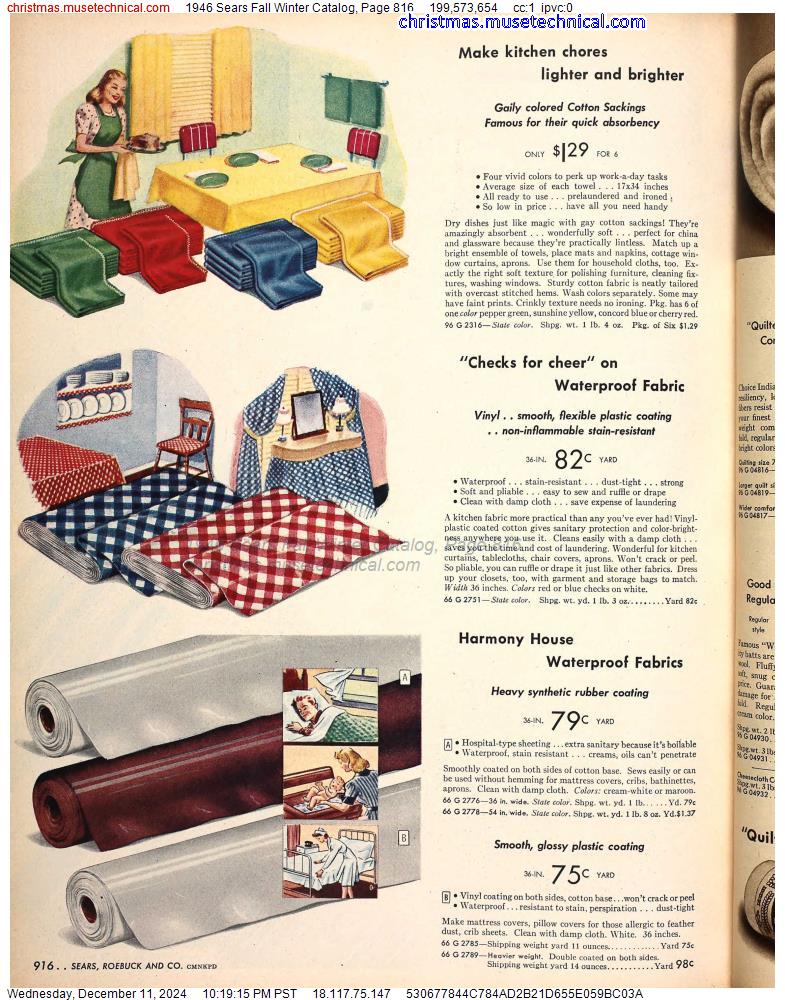 1946 Sears Fall Winter Catalog, Page 816