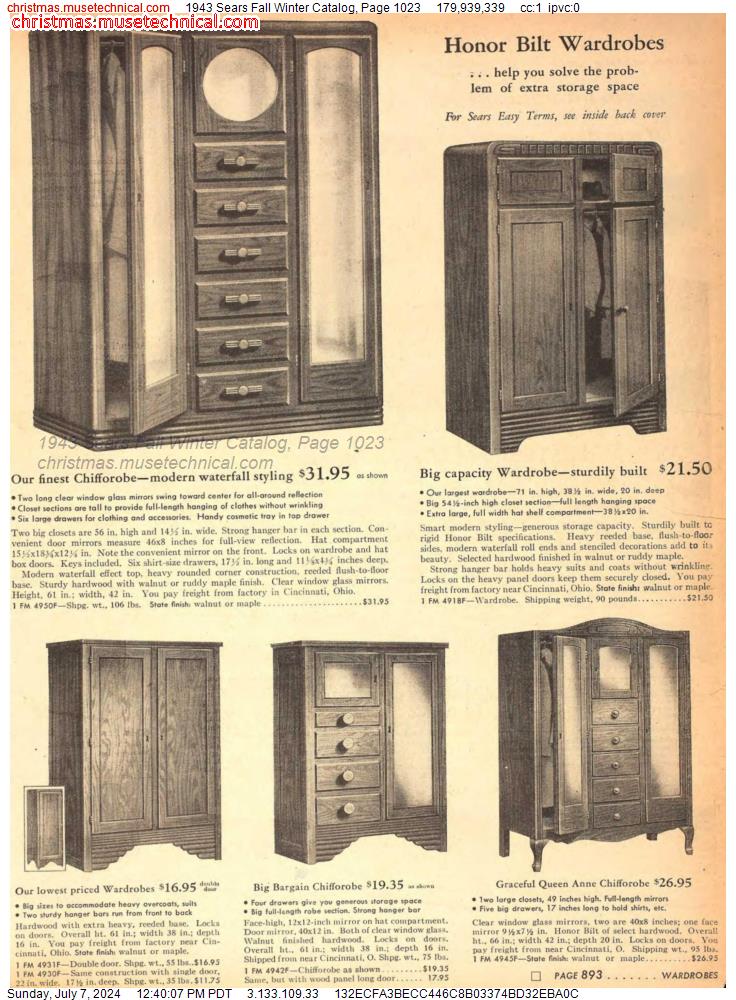 1943 Sears Fall Winter Catalog, Page 1023
