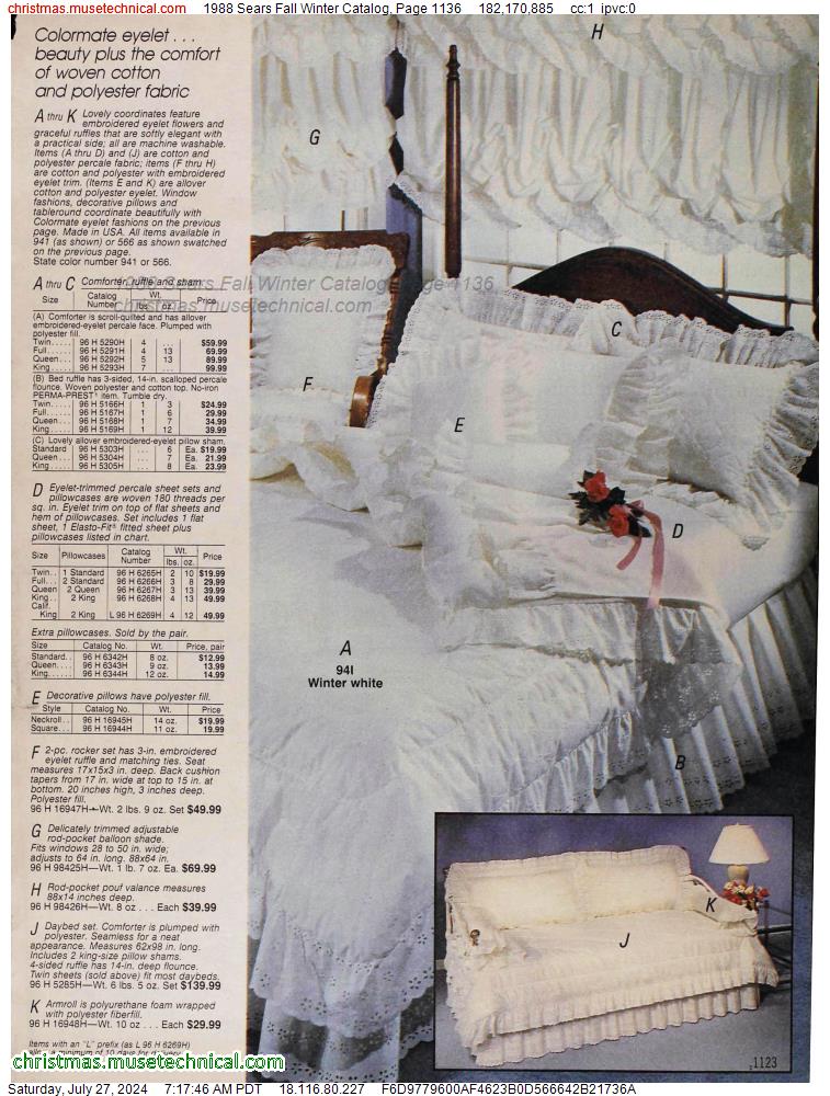 1988 Sears Fall Winter Catalog, Page 1136