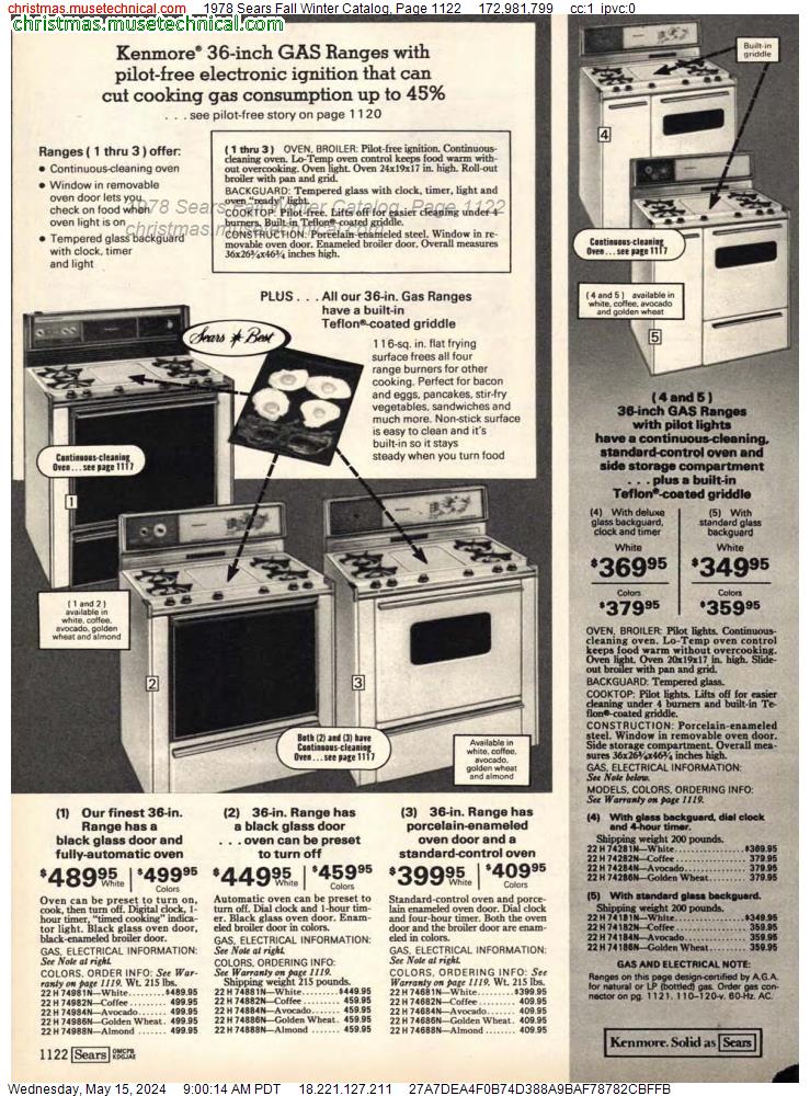 1978 Sears Fall Winter Catalog, Page 1122