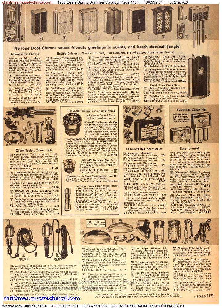 1958 Sears Spring Summer Catalog, Page 1184