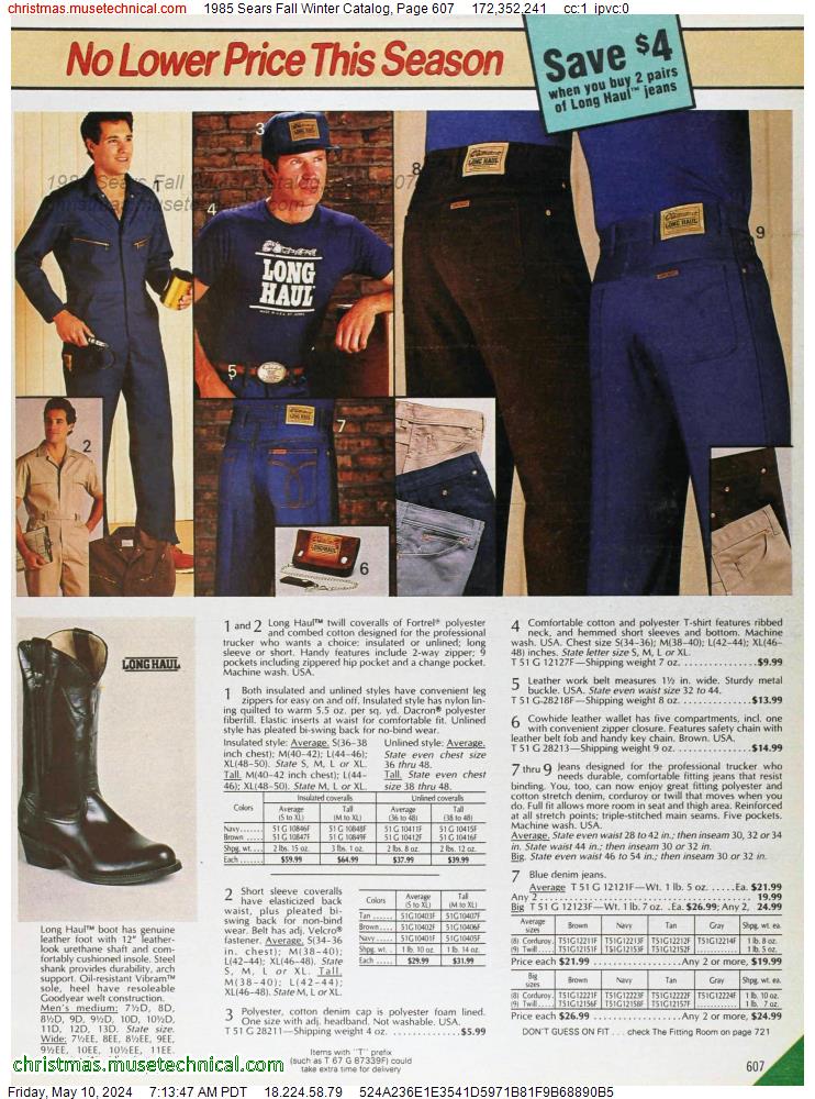 1985 Sears Fall Winter Catalog, Page 607
