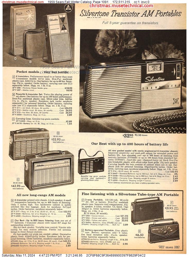 1959 Sears Fall Winter Catalog, Page 1091