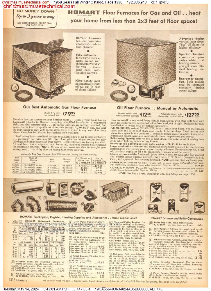 1958 Sears Fall Winter Catalog, Page 1336