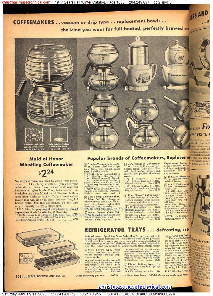 1947 Sears Fall Winter Catalog, Page 1030