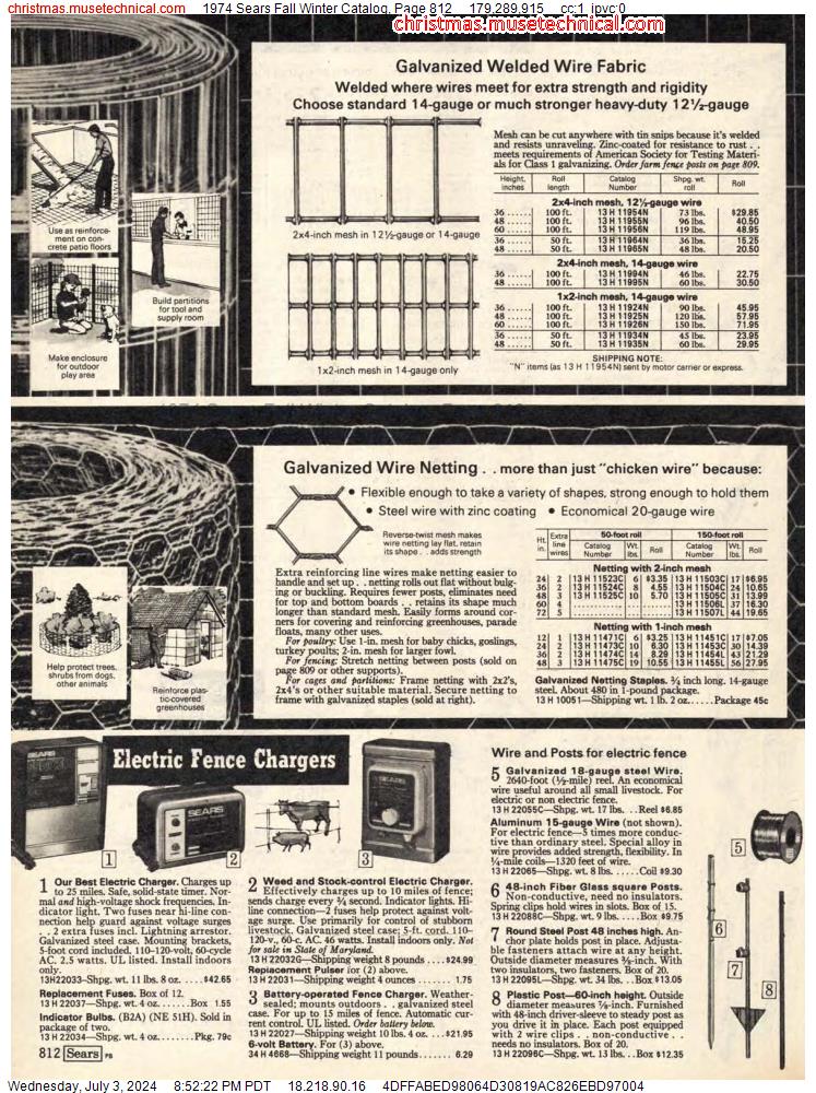 1974 Sears Fall Winter Catalog, Page 812