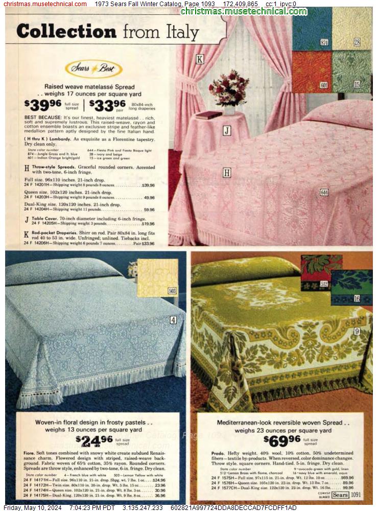 1973 Sears Fall Winter Catalog, Page 1093