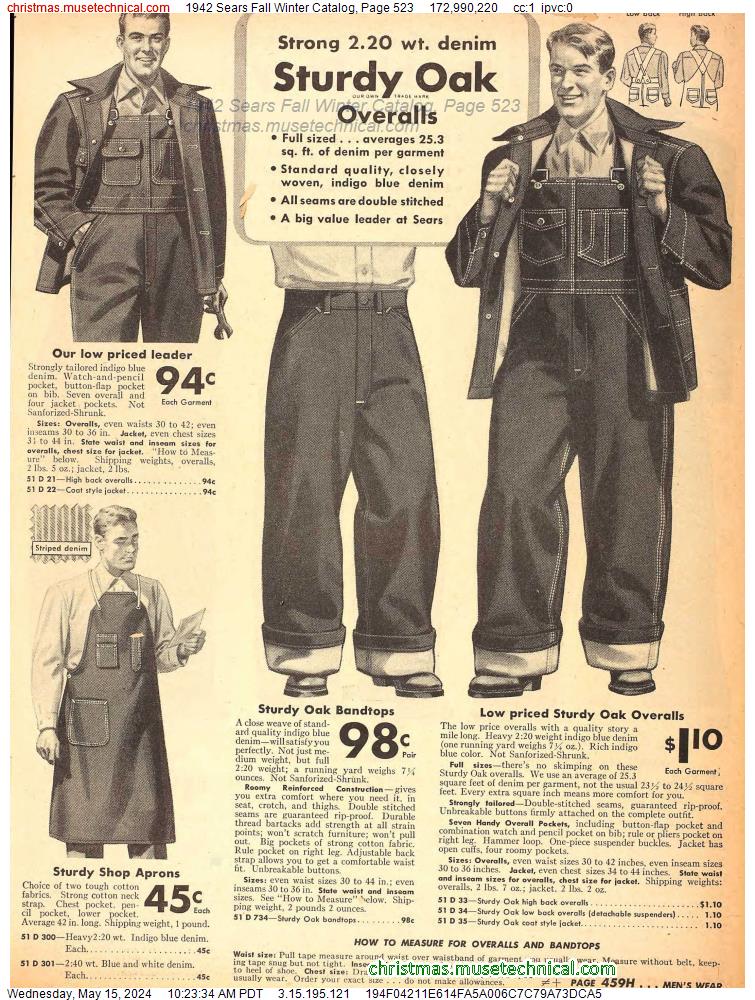 1942 Sears Fall Winter Catalog, Page 523