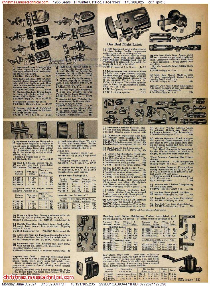 1965 Sears Fall Winter Catalog, Page 1141