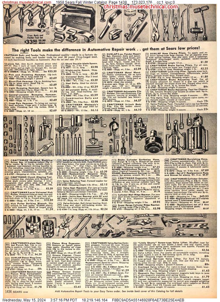1958 Sears Fall Winter Catalog, Page 1438