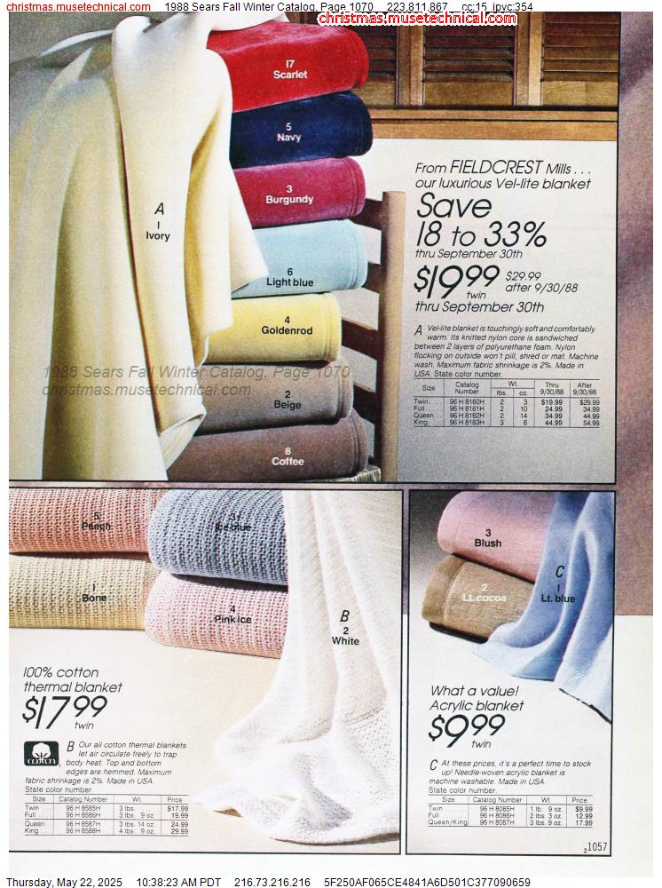 1988 Sears Fall Winter Catalog, Page 1070