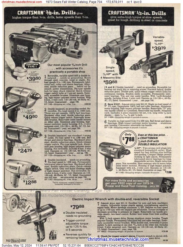 1973 Sears Fall Winter Catalog, Page 704
