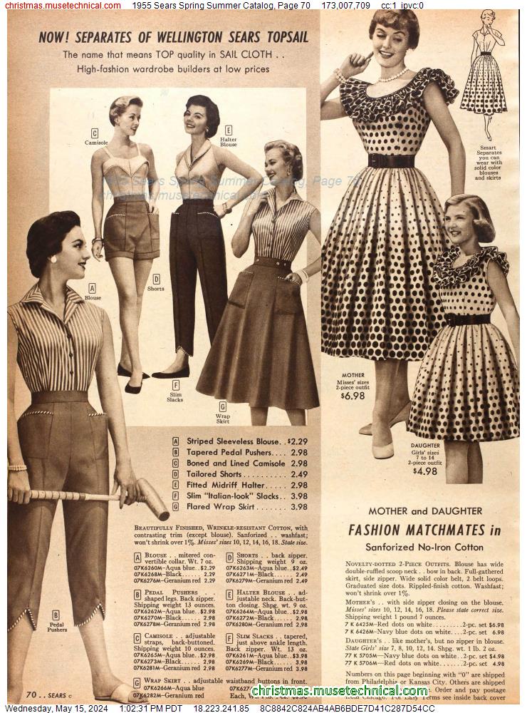 1955 Sears Spring Summer Catalog, Page 70