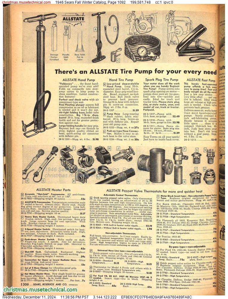 1946 Sears Fall Winter Catalog, Page 1092