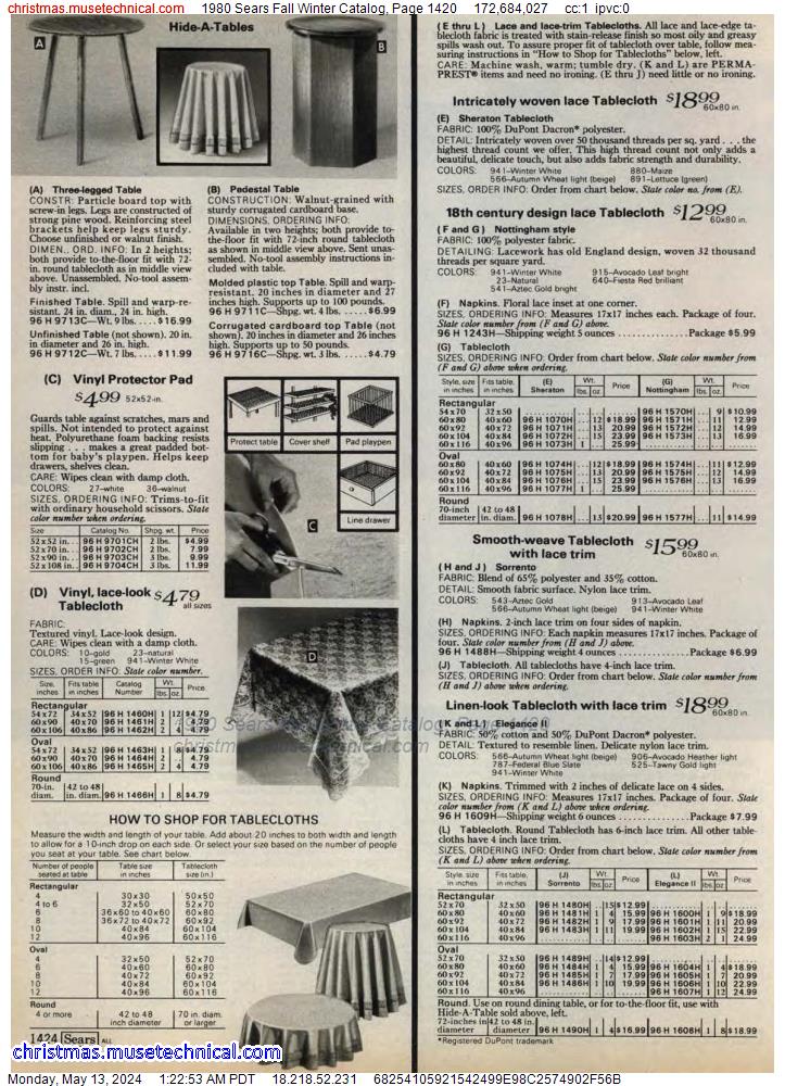 1980 Sears Fall Winter Catalog, Page 1420