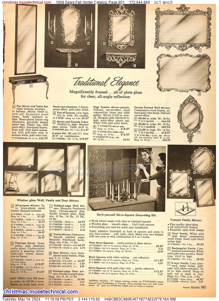1959 Sears Fall Winter Catalog, Page 951