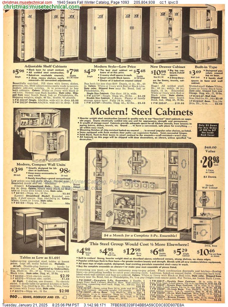 1940 Sears Fall Winter Catalog, Page 1093