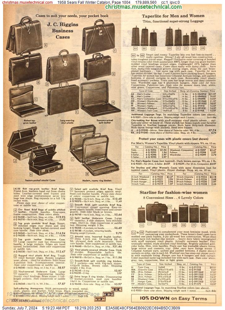 1958 Sears Fall Winter Catalog, Page 1004