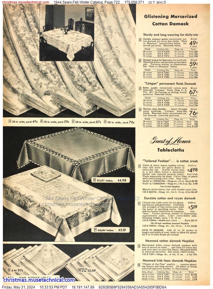 1944 Sears Fall Winter Catalog, Page 722