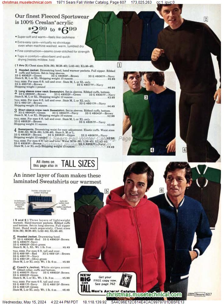 1971 Sears Fall Winter Catalog, Page 607