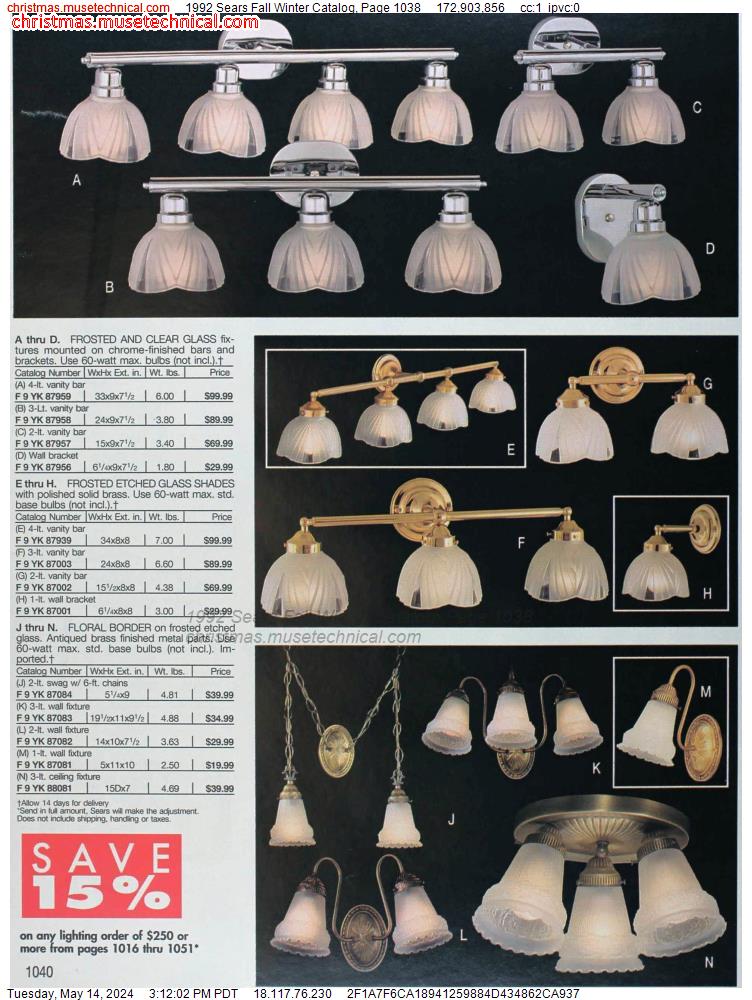 1992 Sears Fall Winter Catalog, Page 1038