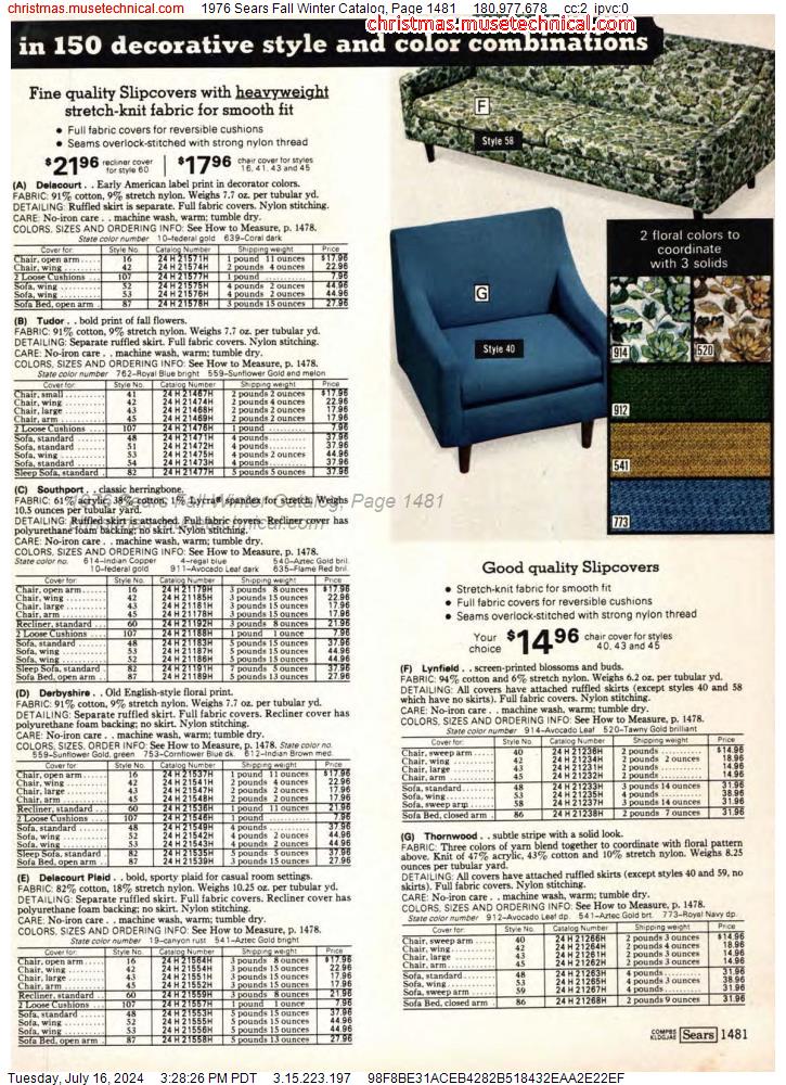 1976 Sears Fall Winter Catalog, Page 1481