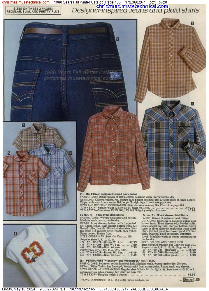 1980 Sears Fall Winter Catalog, Page 185