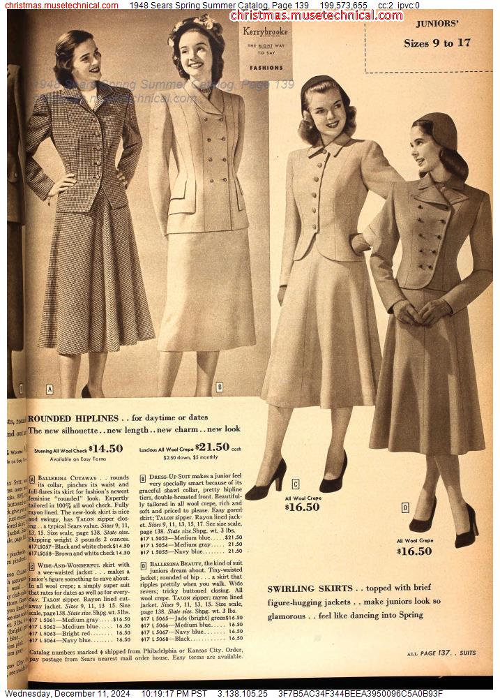 1948 Sears Spring Summer Catalog, Page 139