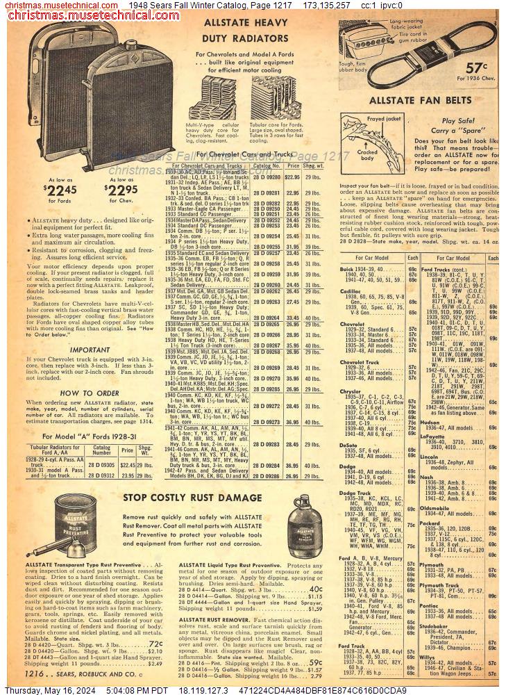 1948 Sears Fall Winter Catalog, Page 1217