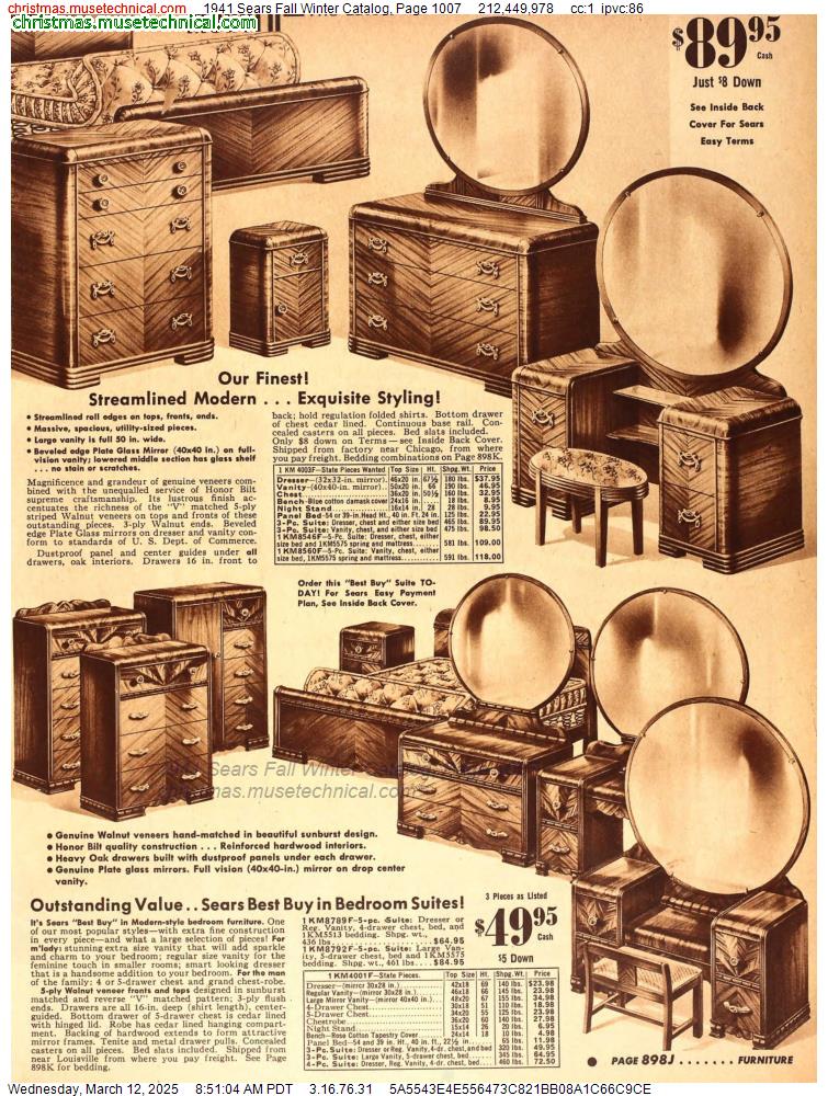 1941 Sears Fall Winter Catalog, Page 1007