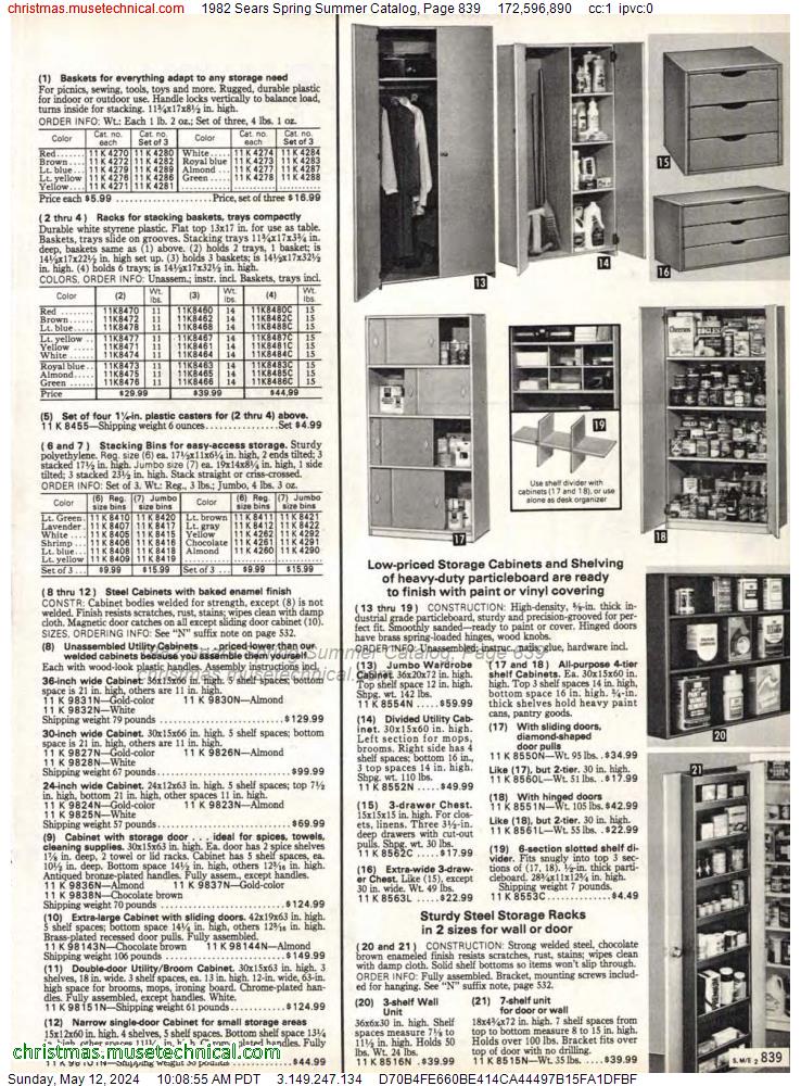 1982 Sears Spring Summer Catalog, Page 839