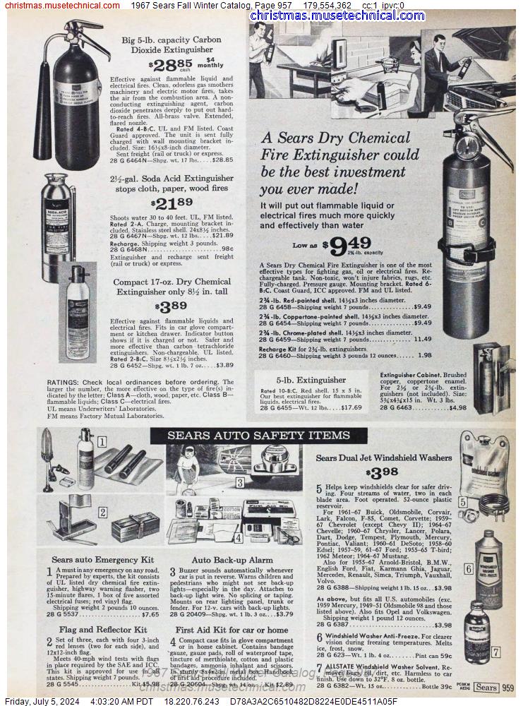 1967 Sears Fall Winter Catalog, Page 957
